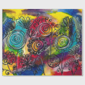 Kunstwerk met kleurrijke bloem cadeaupapier (Vlak)