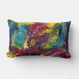 Kunstwerk met kleurrijke bloem kussen