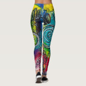 Kunstwerk met kleurrijke bloem leggings (Achterkant)