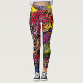 Kunstwerk met kleurrijke bloem leggings (Voorkant)