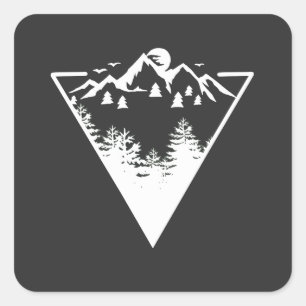 Kunstwerk met lijst driehoek met wildernis vierkante sticker