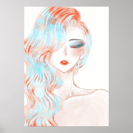 Kunstwerk met neonkleurige meisjes poster (Voorkant)