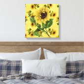 Kunstwerk met oude zonnebloemen vierkant canvas afdruk (Insitu (Slaapkamer))