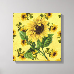 Kunstwerk met oude zonnebloemen vierkant canvas afdruk