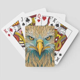 Kunstwerk met steenarend pokerkaarten