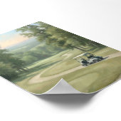 Kunstwerk met vintage golfbaan en golfkar poster (Hoek)