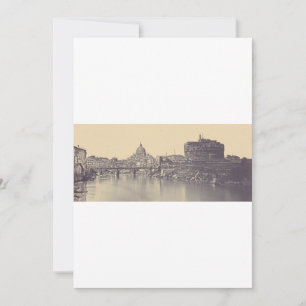 Kunstwerk met vintage Rome Tiber-kasteel en Vatica Bedankkaart