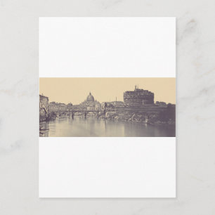 Kunstwerk met vintage Rome Tiber-kasteel en Vatica Briefkaart