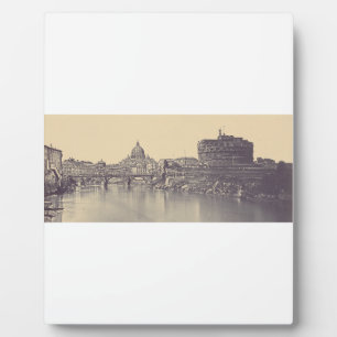 Kunstwerk met vintage Rome Tiber-kasteel en Vatica Fotoplaat