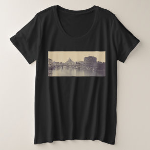 Kunstwerk met vintage Rome Tiber-kasteel en Vatica Grote Maat T-shirt
