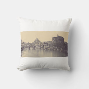 Kunstwerk met vintage Rome Tiber-kasteel en Vatica Kussen