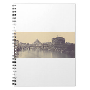 Kunstwerk met vintage Rome Tiber-kasteel en Vatica Notitieboek