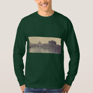 Kunstwerk met vintage Rome Tiber-kasteel en Vatica T-shirt