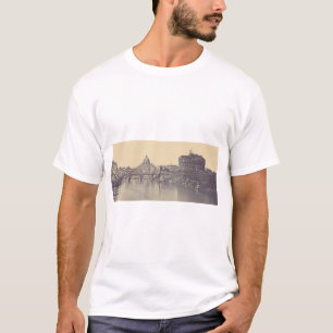 Kunstwerk met vintage Rome Tiber-kasteel en Vatica T-shirt