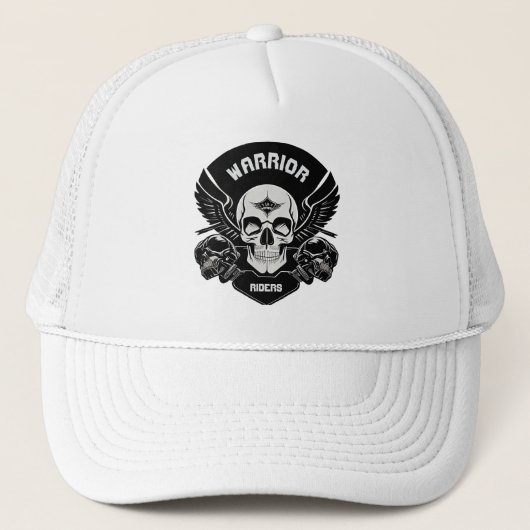 Kunstwerk met vleugelige schedel trucker pet (Voorkant)