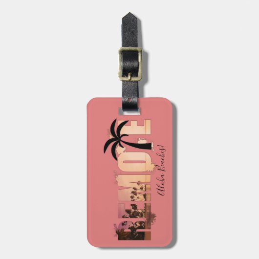 Kunstwerk met woorden en palmen op een afgelegen s bagagelabel (Voorkant verticaal)