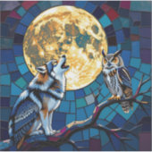 Kunstwerk mozaïek van wolf en uil sticker (Voorkant)