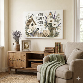 Kunstwerk op canvas met vintage cottage garden afdruk