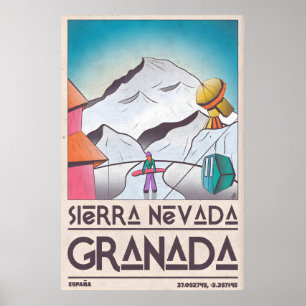 Kunstwerk Oude Skioord - Besneeuwde Berg en Poster