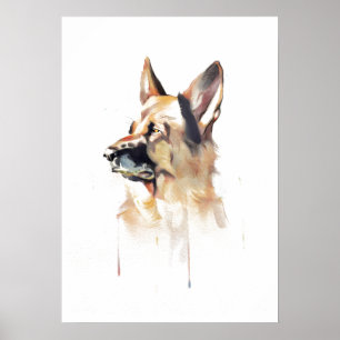 Kunstwerk over Duitse herder, Schilderij voor hond Poster