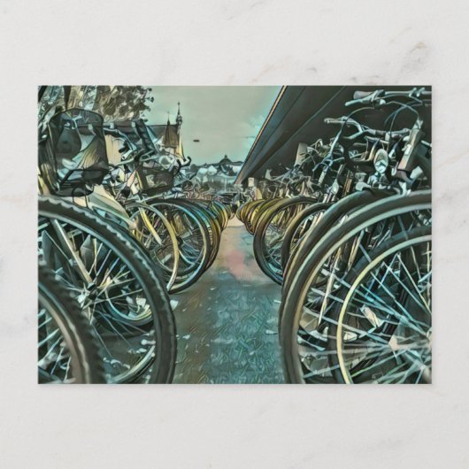 Kunstwerk over vintage fietsen briefkaart (Voorkant)