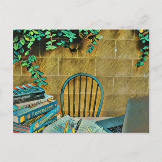 Kunstwerk over vintage lezen briefkaart (Voorkant)