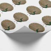 kunstwerk Peafowl (pauw) loodgietersgroen goud Cadeaupapier (Hoek)