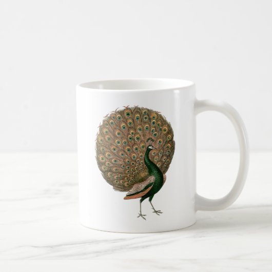  kunstwerk Peafowl (pauw) loodgietersgroen goud Koffiemok (Rechts)