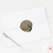 kunstwerk Peafowl (pauw) loodgietersgroen goud Ronde Sticker (Envelop)