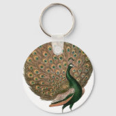  kunstwerk Peafowl (pauw) loodgietersgroen goud Sleutelhanger (Voorkant)