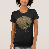  kunstwerk Peafowl (pauw) loodgietersgroen goud T-shirt (Voorkant)