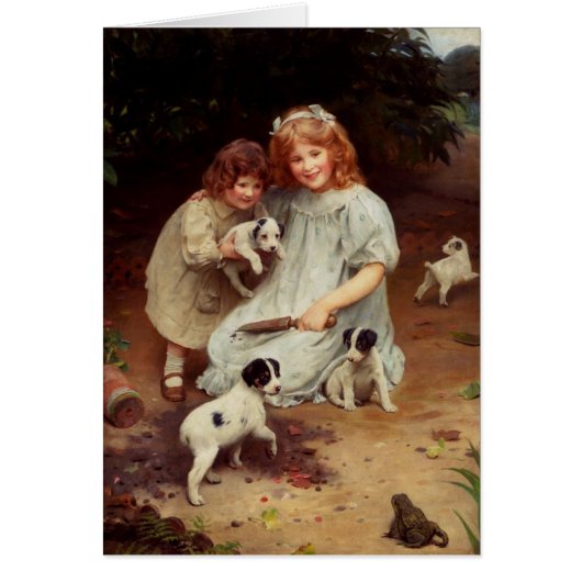  Kunstwerk - Puppies en een Bullfrog, (Voorkant)