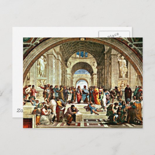 Kunstwerk "School of Athens" van Raphael Briefkaart (Voorkant / Achterkant)