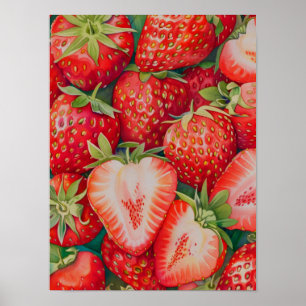 Kunstwerk van aardbeien vult de pagina poster
