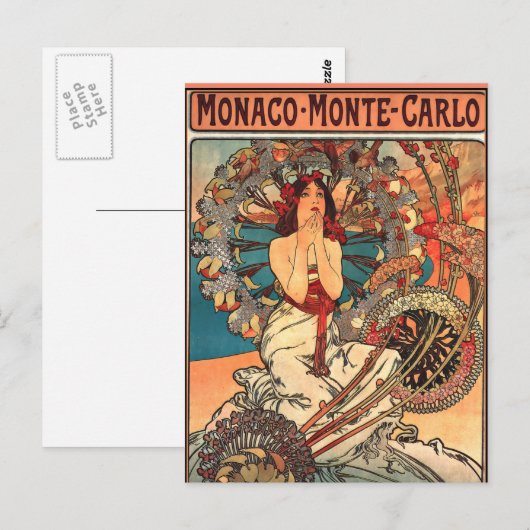 Kunstwerk van Alfons Mucha, Monaco - Monte Carlo Briefkaart (Voorkant / Achterkant)