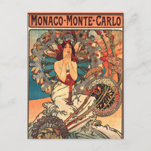 Kunstwerk van Alfons Mucha, Monaco - Monte Carlo Briefkaart