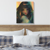 Kunstwerk van anime meisje omringd door regenboogl canvas afdruk (Insitu (Slaapkamer))