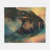 Kunstwerk van anime meisje omringd door regenboogl fleece deken (Voorkant (Horizontaal))