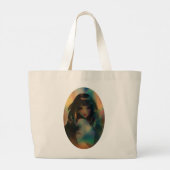 Kunstwerk van anime meisje omringd door regenboogl grote tote bag (Achterkant)