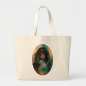 Kunstwerk van anime meisje omringd door regenboogl grote tote bag (Voorkant)