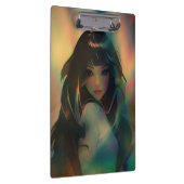 Kunstwerk van anime meisje omringd door regenboogl klembord (Rechts)