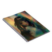 Kunstwerk van anime meisje omringd door regenboogl notitieboek (Rechterzijde)