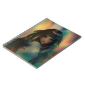 Kunstwerk van anime meisje omringd door regenboogl notitieboek (Linkerzijde)