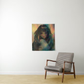 Kunstwerk van anime meisje omringd door regenboogl wandkleed (In situ)