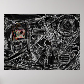 Kunstwerk van de oude Harley-motorfiets - Vietnam- Poster