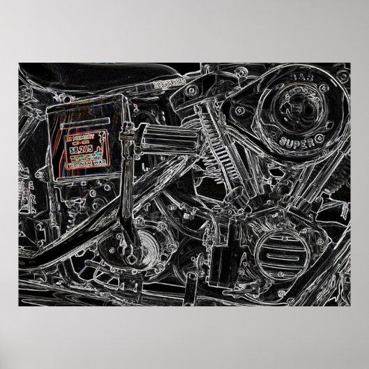 Kunstwerk van de oude Harley-motorfiets - Vietnam- Poster (Voorkant)