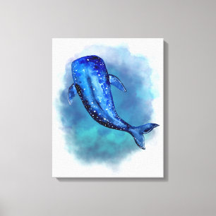 Kunstwerk van de waterverf van de Blauwe Groot Canvas Afdruk