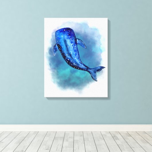 Kunstwerk van de waterverf van de Blauwe Groot Canvas Afdruk (Insitu (Houten vloer))