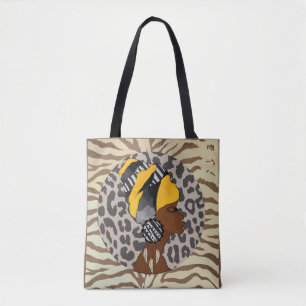 Kunstwerk van een Afrikaanse vrouw met boho-stijl Tote Bag