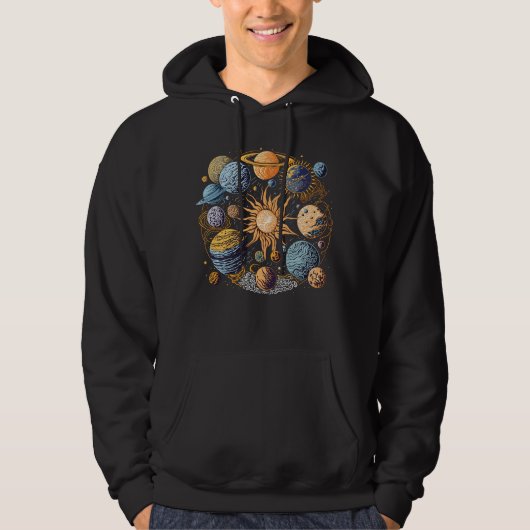 kunstwerk van het zonnestelsel hoodie (Voorkant)